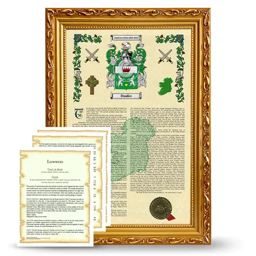 Dunfee Framed Armorial History and Symbolism - Gold