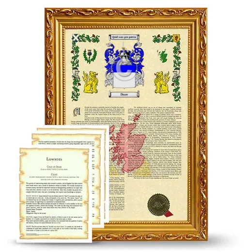 Dure Framed Armorial History and Symbolism - Gold