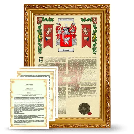 Dvorak Framed Armorial History and Symbolism - Gold