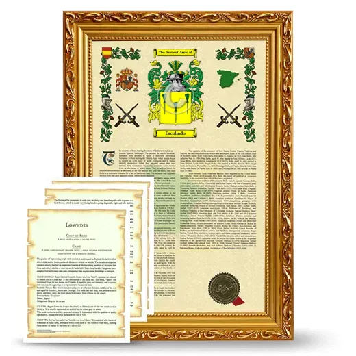 Escobado Framed Armorial History and Symbolism - Gold