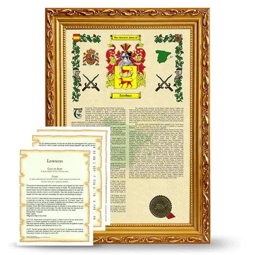 Esteban Framed Armorial History and Symbolism - Gold