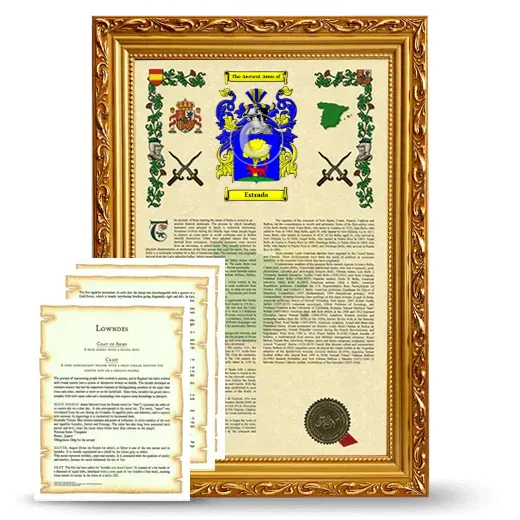 Estrada Framed Armorial History and Symbolism - Gold