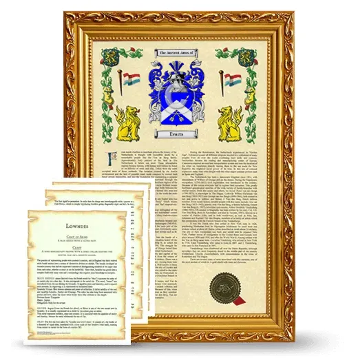 Evarts Framed Armorial History and Symbolism - Gold