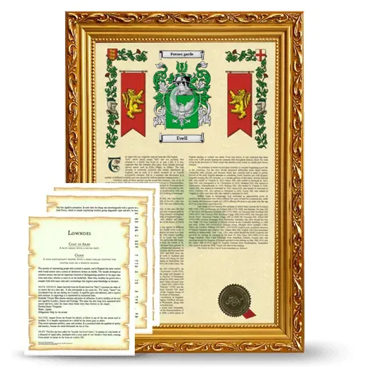 Evell Framed Armorial History and Symbolism - Gold