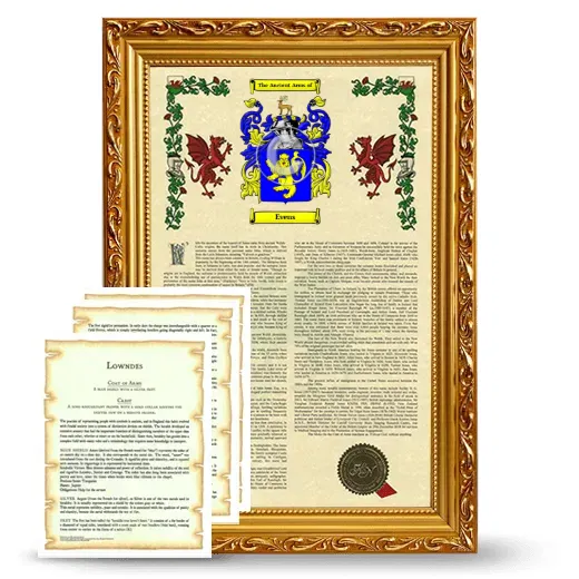 Evens Framed Armorial History and Symbolism - Gold