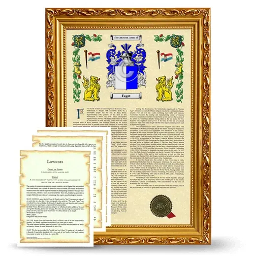 Faget Framed Armorial History and Symbolism - Gold