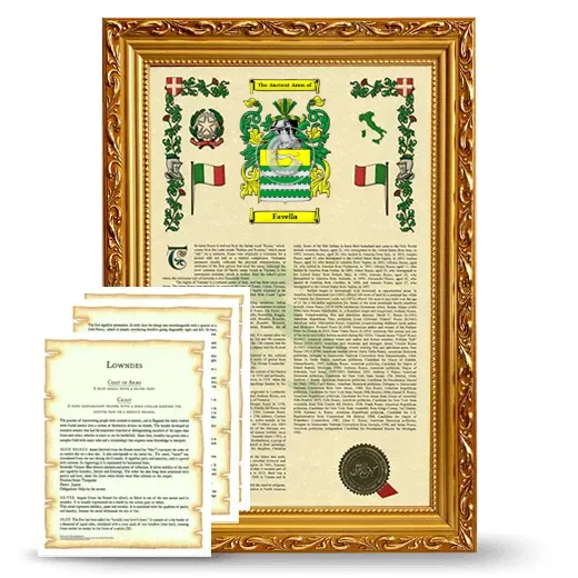 Favella Framed Armorial History and Symbolism - Gold
