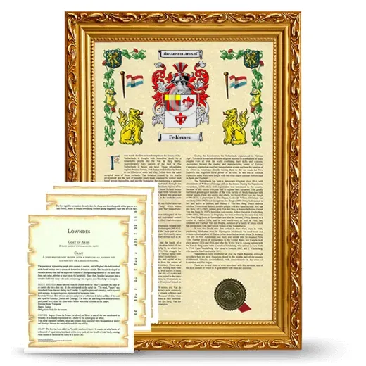 Feddersen Framed Armorial History and Symbolism - Gold