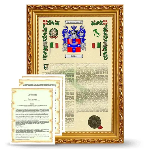 Felice Framed Armorial History and Symbolism - Gold