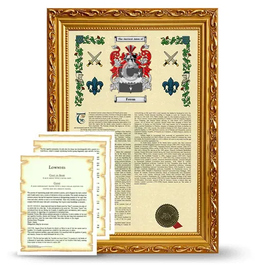 Feron Framed Armorial History and Symbolism - Gold