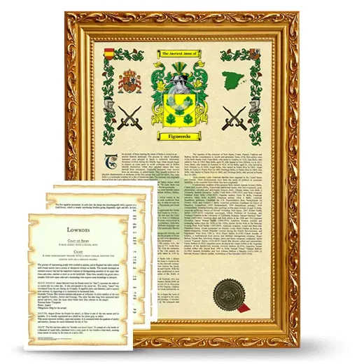 Figueredo Framed Armorial History and Symbolism - Gold