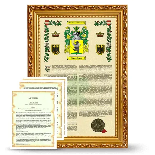Finsterbush Framed Armorial History and Symbolism - Gold