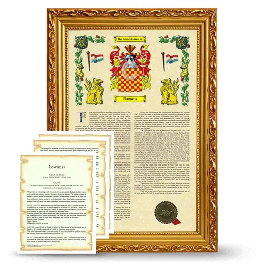 Flamens Framed Armorial History and Symbolism - Gold