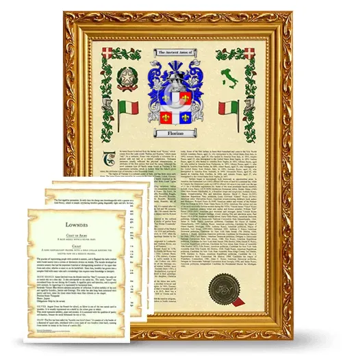 Florino Framed Armorial History and Symbolism - Gold