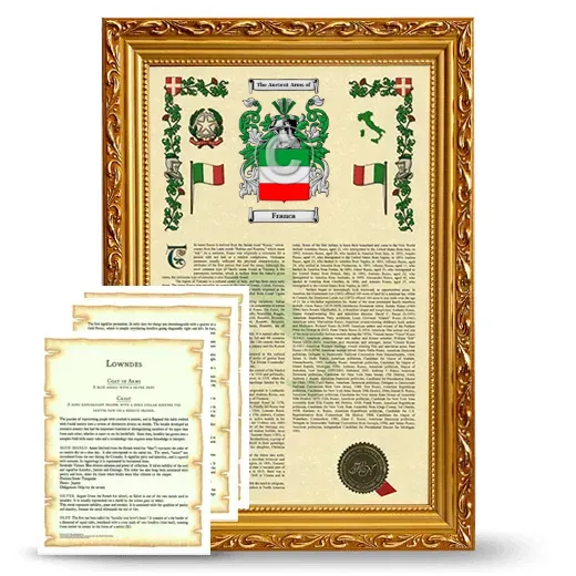 Franca Framed Armorial History and Symbolism - Gold