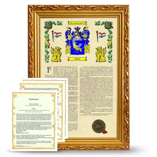 Gaves Framed Armorial History and Symbolism - Gold