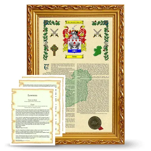 Geon Framed Armorial History and Symbolism - Gold