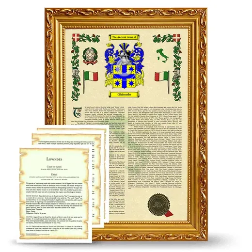 Ghirardo Framed Armorial History and Symbolism - Gold