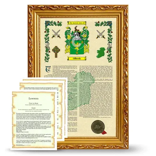 Gilhooly Framed Armorial History and Symbolism - Gold