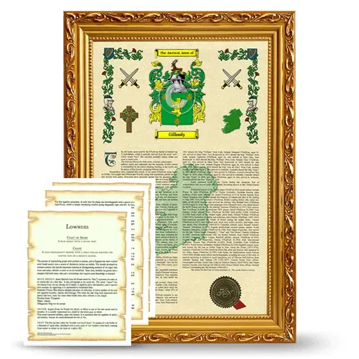 Gillooly Framed Armorial History and Symbolism - Gold