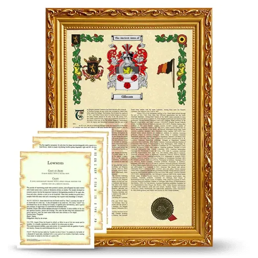 Gilman Framed Armorial History and Symbolism - Gold