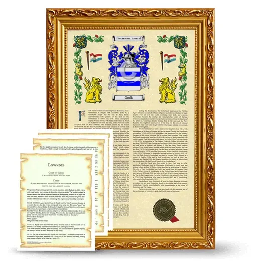 Gock Framed Armorial History and Symbolism - Gold