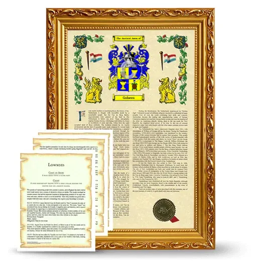 Goheen Framed Armorial History and Symbolism - Gold