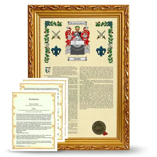 Gondes Framed Armorial History and Symbolism - Gold