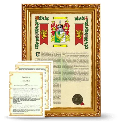 Goodlett Framed Armorial History and Symbolism - Gold