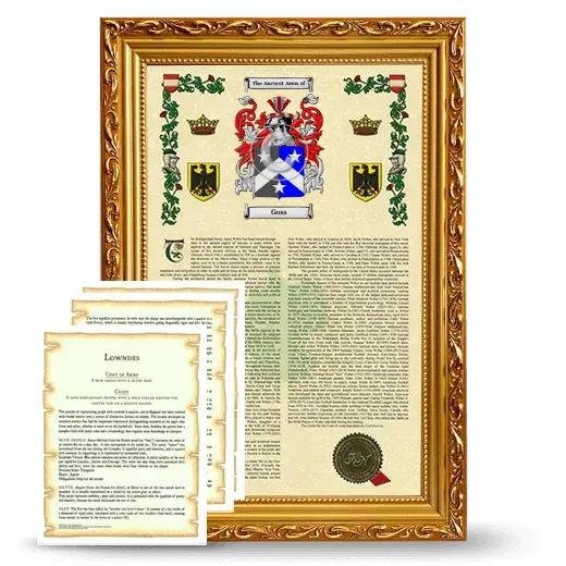 Goss Framed Armorial History and Symbolism - Gold