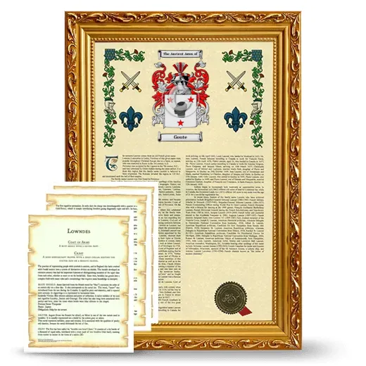 Goute Framed Armorial History and Symbolism - Gold