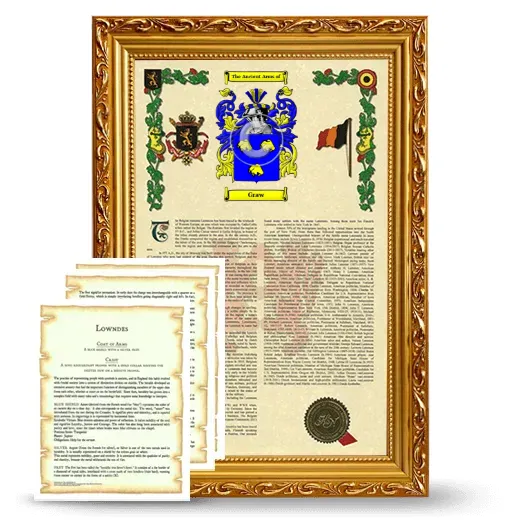 Graw Framed Armorial History and Symbolism - Gold