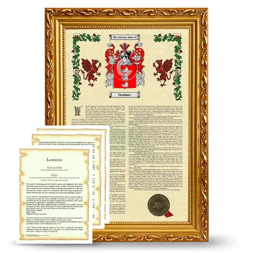 Grunner Framed Armorial History and Symbolism - Gold