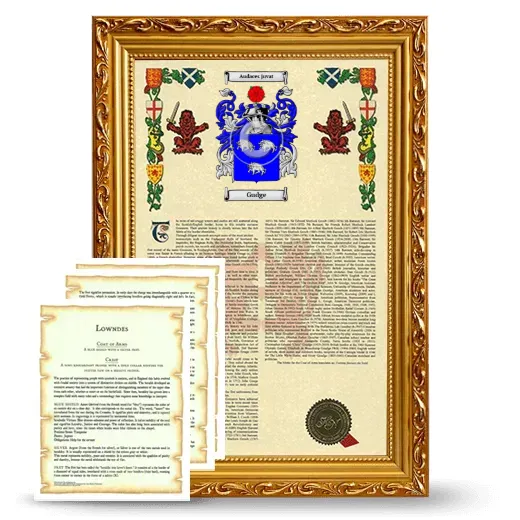 Gudge Framed Armorial History and Symbolism - Gold