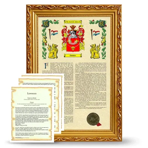 Gunter Framed Armorial History and Symbolism - Gold
