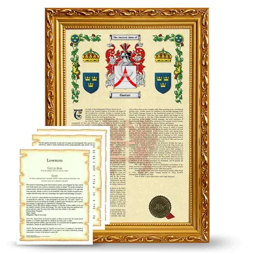 Gustav Framed Armorial History and Symbolism - Gold