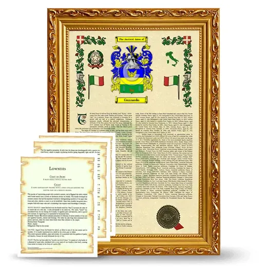 Guzzardo Framed Armorial History and Symbolism - Gold