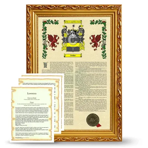 Gwine Framed Armorial History and Symbolism - Gold