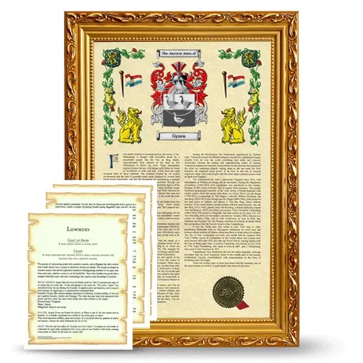 Gyzen Framed Armorial History and Symbolism - Gold