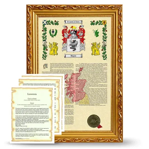 Haper Framed Armorial History and Symbolism - Gold