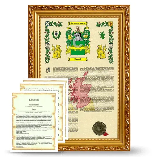 Harrell Framed Armorial History and Symbolism - Gold