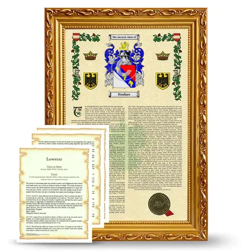 Heafner Framed Armorial History and Symbolism - Gold