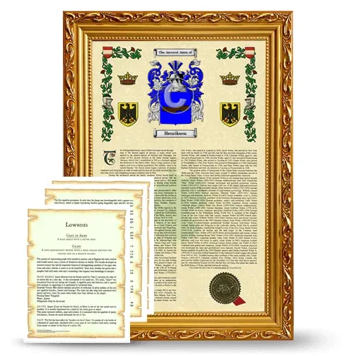 Henriksen Framed Armorial History and Symbolism - Gold