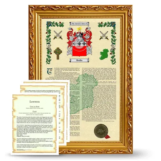 Heslin Framed Armorial History and Symbolism - Gold