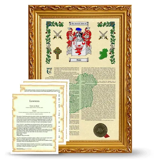 Huie Framed Armorial History and Symbolism - Gold