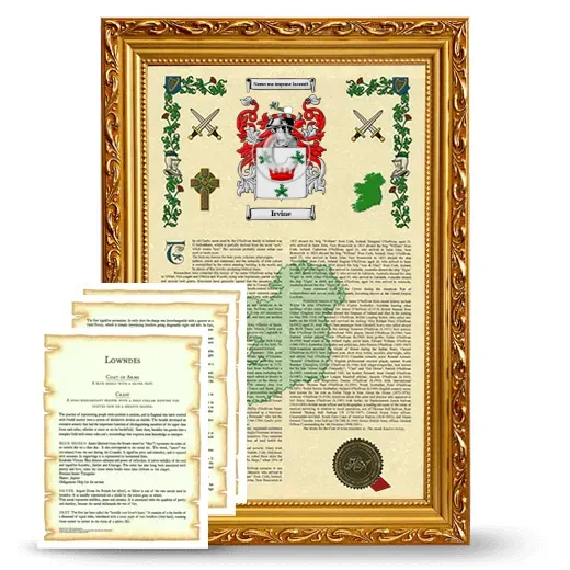Irvine Framed Armorial History and Symbolism - Gold