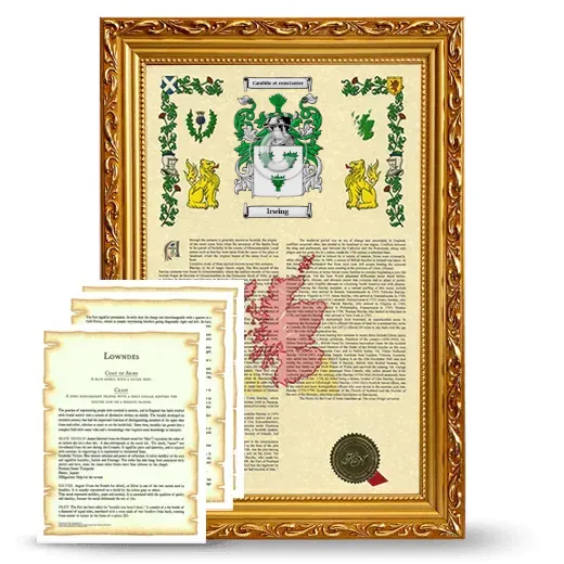 Irwing Framed Armorial History and Symbolism - Gold