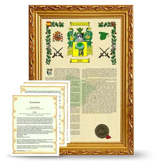 Jasso Framed Armorial History and Symbolism - Gold