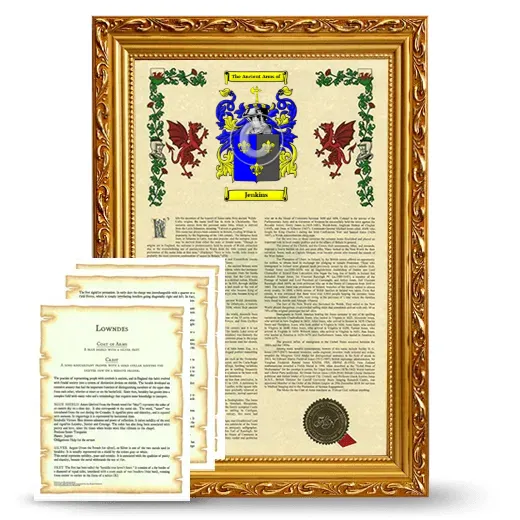 Jenkins Framed Armorial History and Symbolism - Gold