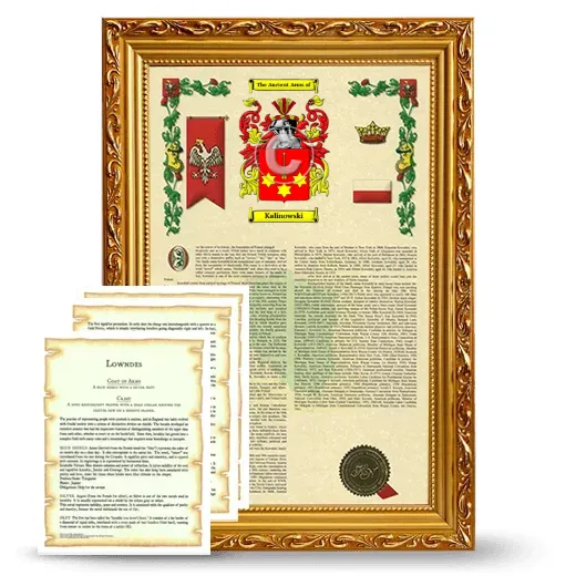 Kalinowski Framed Armorial History and Symbolism - Gold